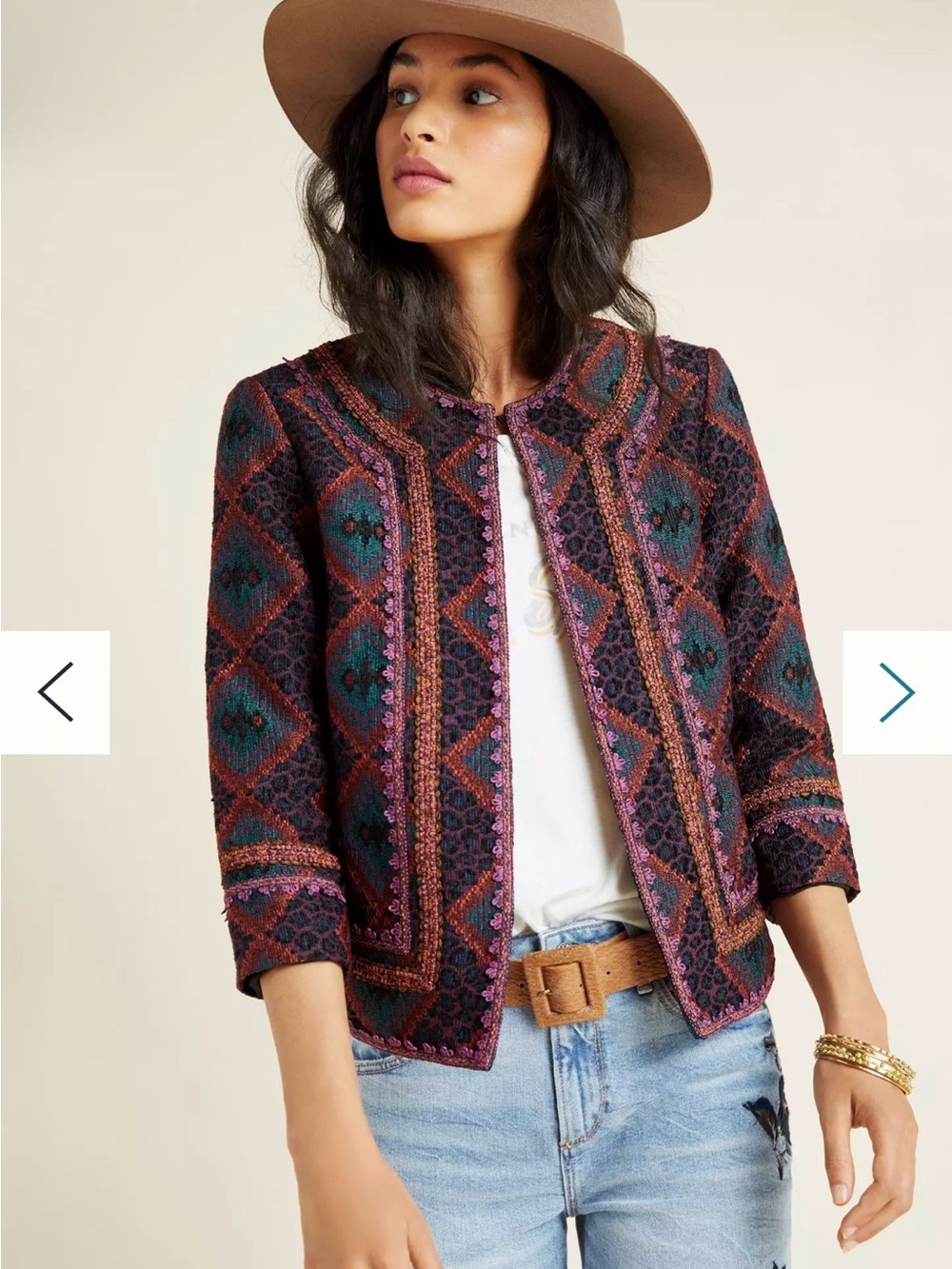 Anthropology Anna Sui Maribel Embroidered Blazer